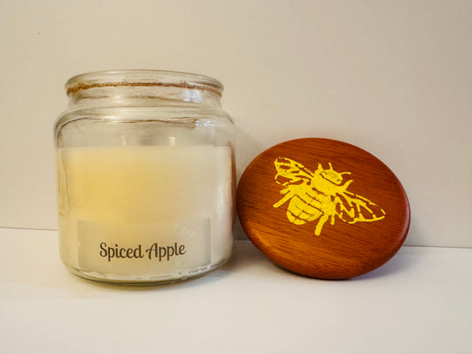 Spiced Apple Candle - 16 oz Beeswax Candle for Cozy Ambiance